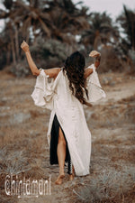 Open shoulders cotton kimono