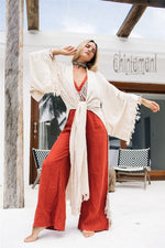 Off-white cotton Wide boho kimono