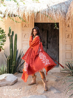 Asymmetric red ochre cardigan