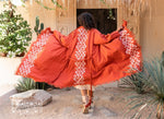 Asymmetric red ochre cardigan