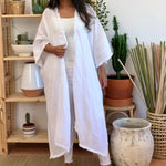 Linen white long cardigan