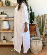 Linen white long cardigan