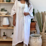 Linen white long cardigan