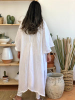 Linen white long cardigan