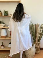 Linen white long cardigan