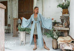 Long Linen Japanese Kimono - Blue