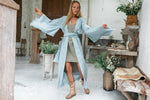 Long Linen Japanese Kimono - Blue