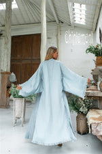 Long Linen Japanese Kimono - Blue