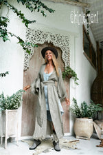 Long Linen Japanese Kimono - Sage green