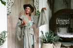 Long Linen Japanese Kimono - Sage green