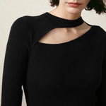 Long sleeves cut off black blouse