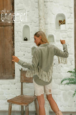 sage Boho linen shirt
