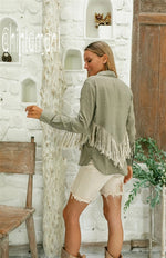 sage Boho linen shirt