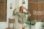sage Boho linen shirt