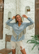 Blue Boho linen shirt