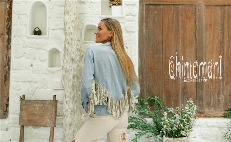Blue Boho linen shirt