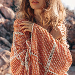 Orange wide sleeves crochet Kimono