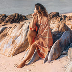 Orange wide sleeves crochet Kimono
