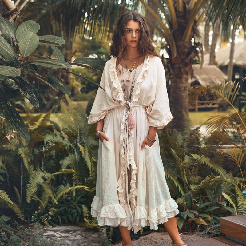 ruffled kimono