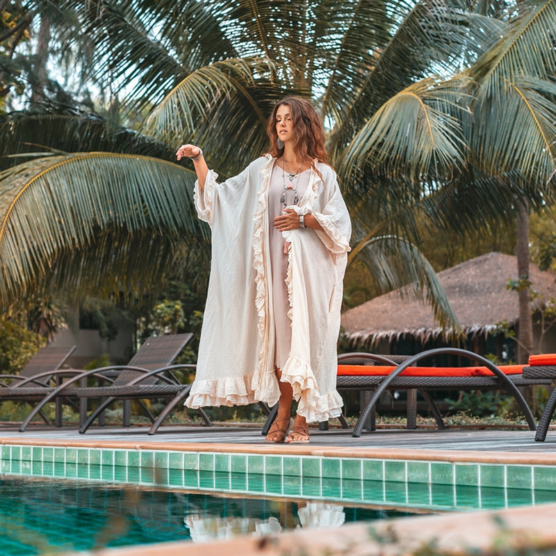 ruffled kimono