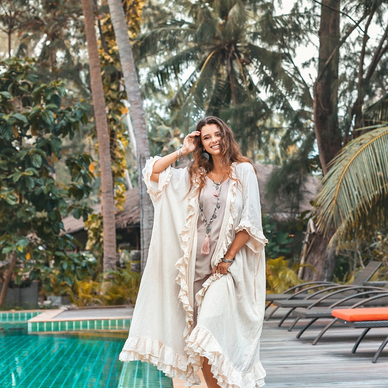 ruffled kimono