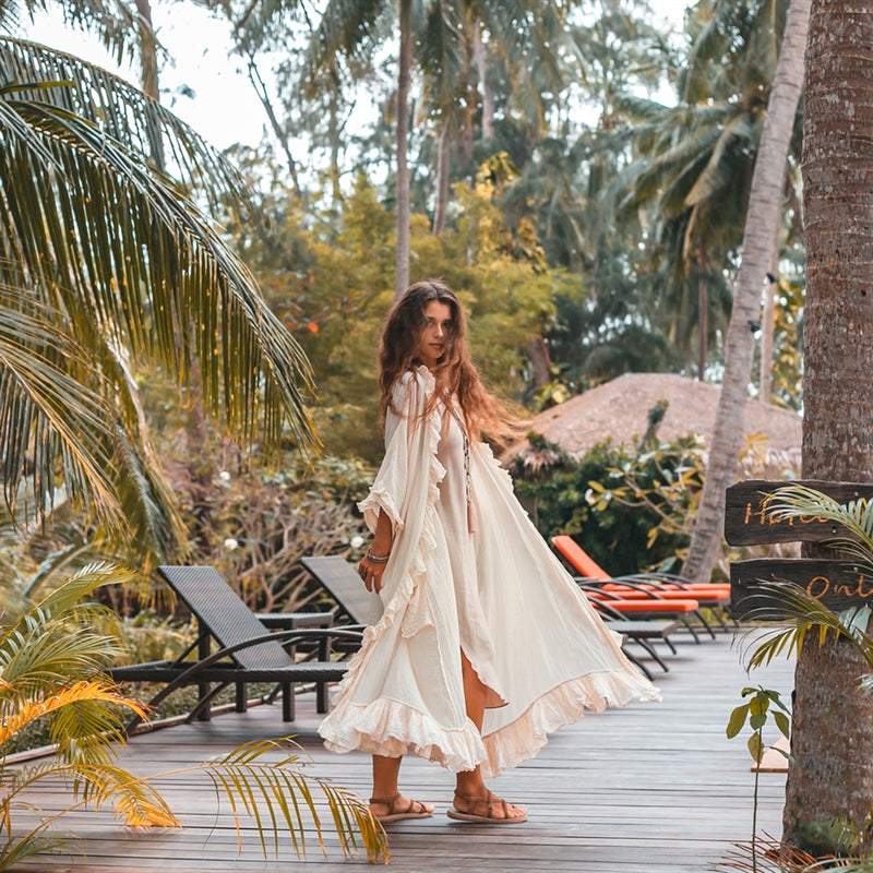 ruffled kimono