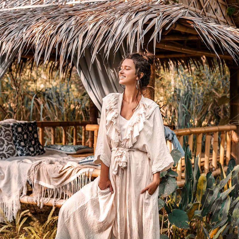 Half ruffled kimono