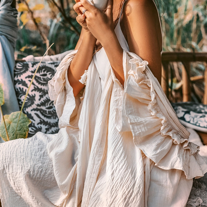 Half ruffled kimono