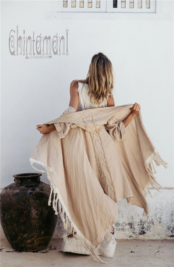 Beige Fringe  wrap cardigan