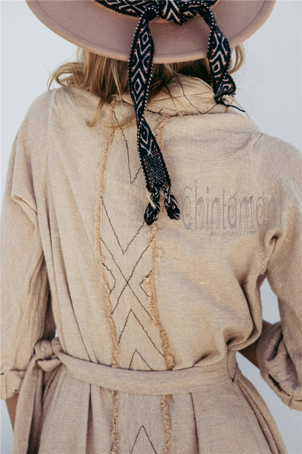 Beige Fringe  wrap cardigan