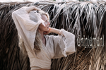 Beige boho kimono wrap top