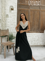 Cotton Boho Fringe Dress  - Black