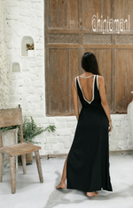 Cotton Boho Fringe Dress  - Black