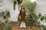 Brown long fringe kimono