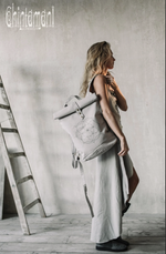 Asymmetrical Raw Cotton Wrap Skirt - Gray