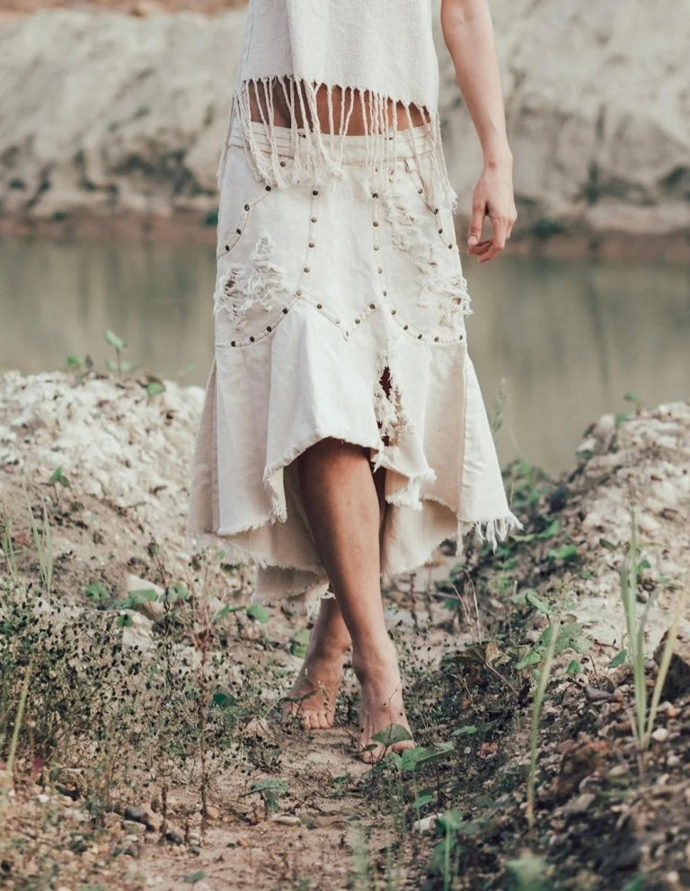 Bleached denim Skirt - Offwhite