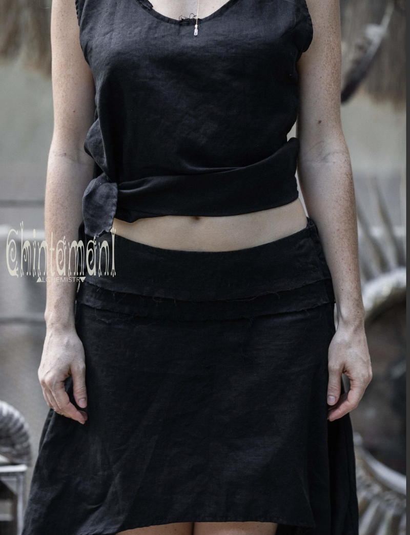 Linen maxi Skirt - Black