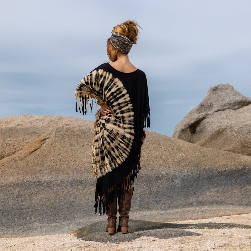 Black Tie Dye dress with fringes