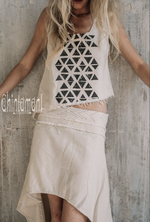 Asymmetrical Raw Cotton Wrap Skirt - Offwhite