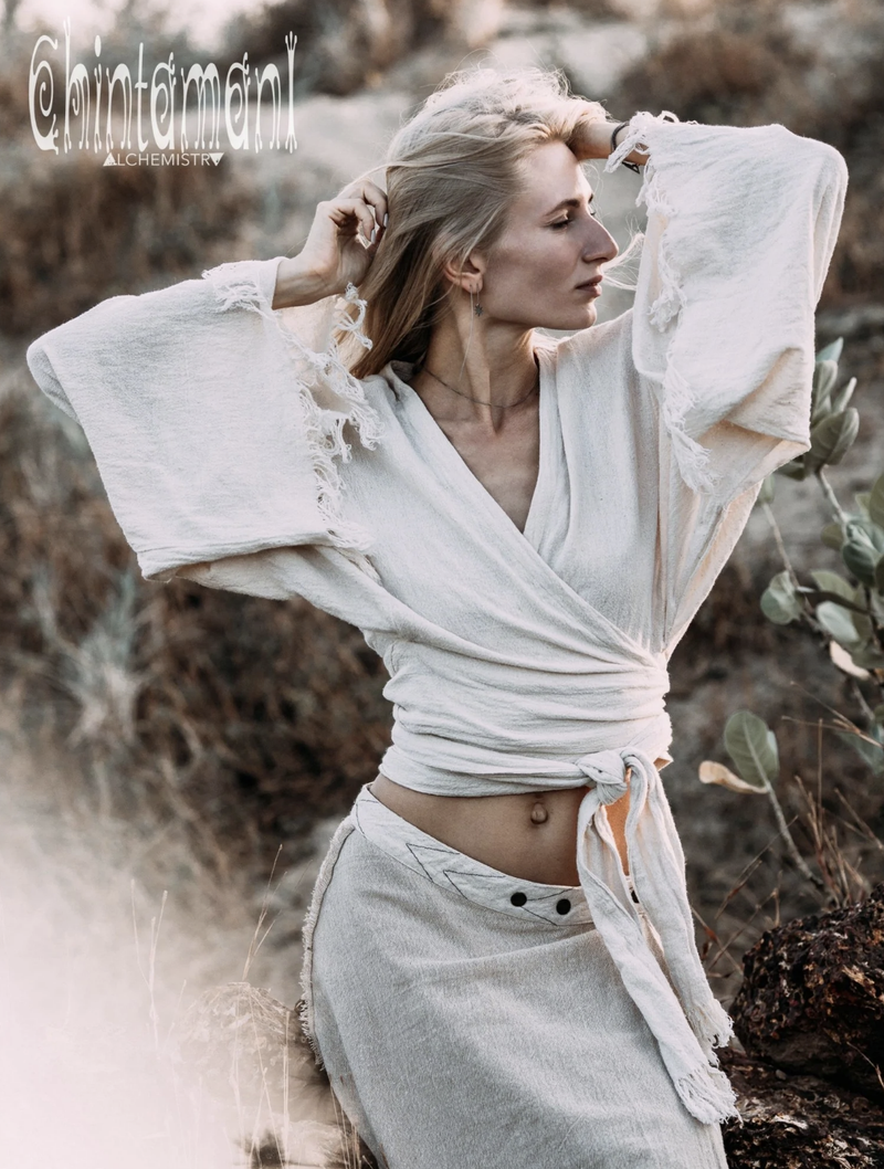 Off-White boho kimono wrap top