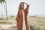 Rust kimono with block print