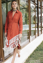 Red Boho linen dress