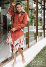 Red Boho linen dress