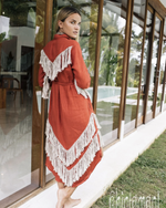 Red Boho linen dress