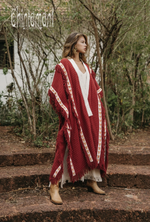 Red poncho coat