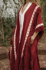 Red poncho coat