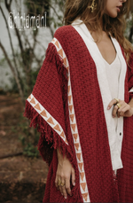 Red poncho coat