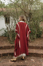 Red poncho coat