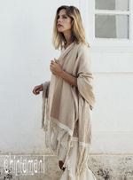 Beige Long fringe boho shawl