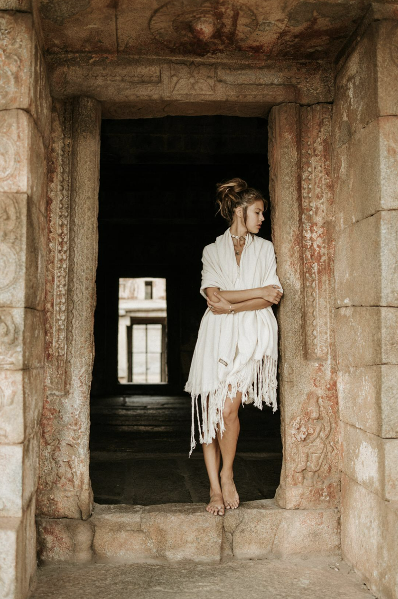 Off-White Long fringe boho shawl